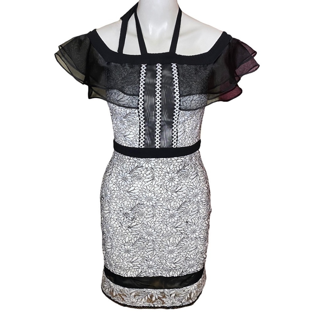 Stylestalker Dress Black & White Floral Minidress Size XS